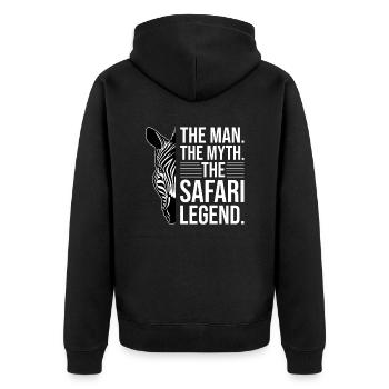 Afrika Safari Mann Mythos Die Safari Legende - Unisex Premium Bio Zip Hoodie - Schwarz - Hinten - Nico (187cm)