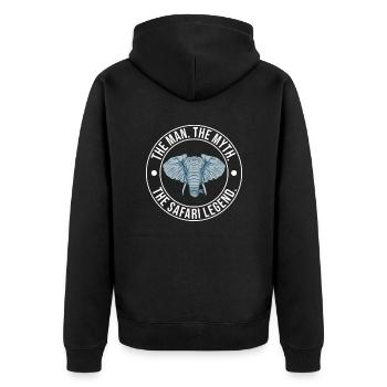 Afrika Safari Mann Mythos Die Safari Legende - Unisex Premium Bio Zip Hoodie - Schwarz - Hinten - Nico (187cm)
