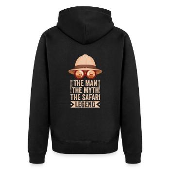 Afrika Safari Mann Mythos Die Safari Legende - Unisex Premium Bio Zip Hoodie - Schwarz - Hinten - Nico (187cm)