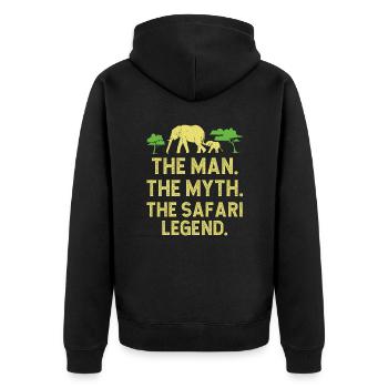 Afrika Safari Mann Mythos Die Safari Legende - Unisex Premium Bio Zip Hoodie - Schwarz - Hinten - Nico (187cm)