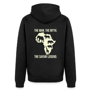 Afrika Safari Mann Mythos Die Safari Legende - Unisex Premium Bio Zip Hoodie - Schwarz - Hinten - Nico (187cm)