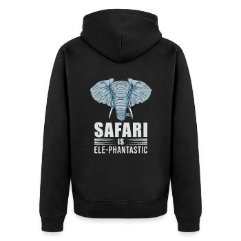 Safari ist Elephantastic Safari-Abenteuer Afrika - Unisex Premium Bio Zip Hoodie - Schwarz - Hinten - Nico (187cm)