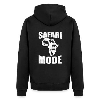 Safari-Modus - African Safari Adventures - Unisex Premium Bio Zip Hoodie - Schwarz - Hinten - Nico (187cm)