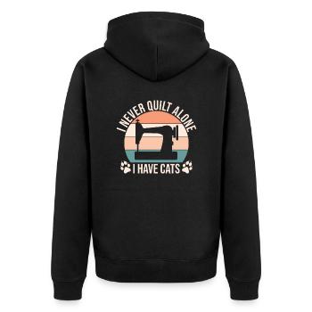 Quilter Näherinnen Spruch Katze Liebe Haustier - Unisex Premium Bio Zip Hoodie - Schwarz - Hinten - Nico (187cm)