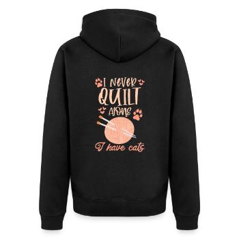 Quilter Näherinnen Spruch Katze Liebe Haustier - Unisex Premium Bio Zip Hoodie - Schwarz - Hinten - Nico (187cm)