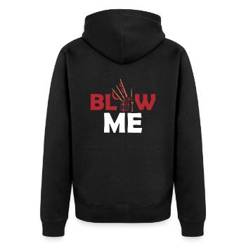 Blow Me Bagpipe Scotsman Bagpiper - Unisex Premium Bio Zip Hoodie - Schwarz - Hinten - Nico (187cm)