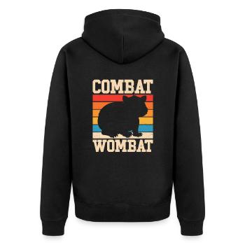 Lustiges Australischer Wombat Spruch - Unisex Premium Bio Zip Hoodie - Schwarz - Hinten - Nico (187cm)