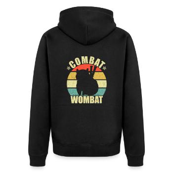Lustiges Australischer Wombat Spruch - Unisex Premium Bio Zip Hoodie - Schwarz - Hinten - Nico (187cm)