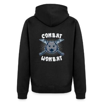 Lustiges Australischer Wombat Spruch - Unisex Premium Bio Zip Hoodie - Schwarz - Hinten - Nico (187cm)