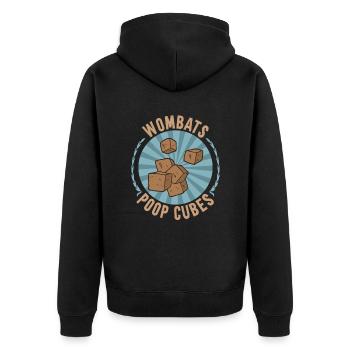 Lustiges Australischer Wombat Spruch - Unisex Premium Bio Zip Hoodie - Schwarz - Hinten - Nico (187cm)