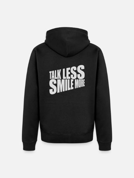 talk less smile more - Unisex Premium Organic Zip Hoodie - black