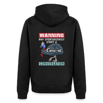 Retro Kasuar Vogel Vintage Kasuare - Unisex Premium Bio Zip Hoodie - Schwarz - Hinten - Nico (187cm)