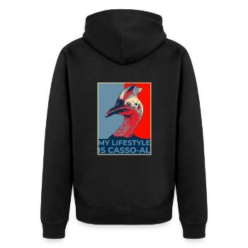 Retro Kasuar Vogel Vintage Kasuare - Unisex Premium Bio Zip Hoodie - Schwarz - Hinten - Nico (187cm)