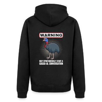 Retro Kasuar Vogel Vintage Kasuare - Unisex Premium Bio Zip Hoodie - Schwarz - Hinten - Nico (187cm)