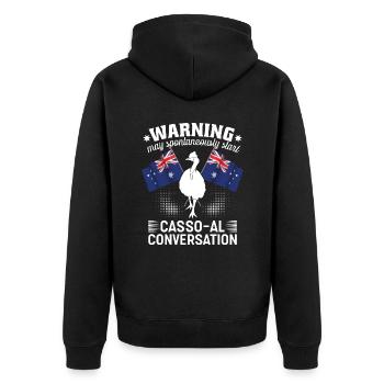 Retro Kasuar Vogel Vintage Kasuare - Unisex Premium Bio Zip Hoodie - Schwarz - Hinten - Nico (187cm)