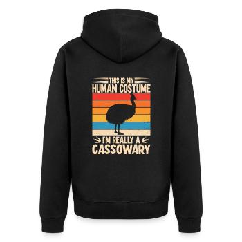 Retro Kasuar Vogel Vintage Kasuare - Unisex Premium Bio Zip Hoodie - Schwarz - Hinten - Nico (187cm)
