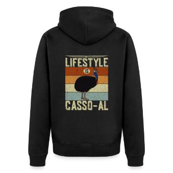 Retro Kasuar Vogel Vintage Kasuare - Unisex Premium Bio Zip Hoodie - Schwarz - Hinten - Nico (187cm)