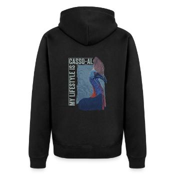 Retro Kasuar Vogel Vintage Kasuare - Unisex Premium Bio Zip Hoodie - Schwarz - Hinten - Nico (187cm)