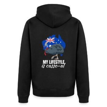Retro Kasuar Vogel Vintage Kasuare - Unisex Premium Bio Zip Hoodie - Schwarz - Hinten - Nico (187cm)