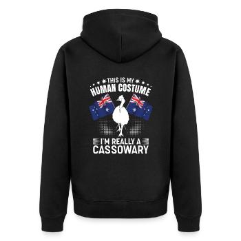 Retro Kasuar Vogel Vintage Kasuare - Unisex Premium Bio Zip Hoodie - Schwarz - Hinten - Nico (187cm)