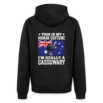 Retro Kasuar Vogel Vintage Kasuare - Unisex Premium Bio Zip Hoodie - Schwarz - Hinten - Nico (187cm)