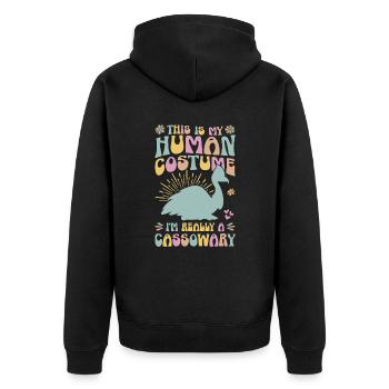 Retro Kasuar Vogel Vintage Kasuare - Unisex Premium Bio Zip Hoodie - Schwarz - Hinten - Nico (187cm)
