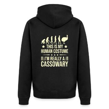 Retro Kasuar Vogel Vintage Kasuare - Unisex Premium Bio Zip Hoodie - Schwarz - Hinten - Nico (187cm)