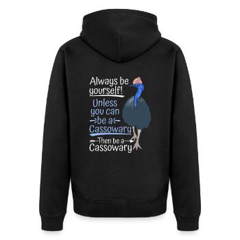 Retro Kasuar Vogel Vintage Kasuare - Unisex Premium Bio Zip Hoodie - Schwarz - Hinten - Nico (187cm)