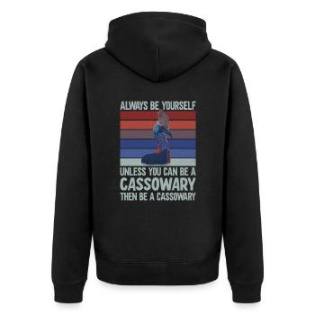 Retro Kasuar Vogel Vintage Kasuare - Unisex Premium Bio Zip Hoodie - Schwarz - Hinten - Nico (187cm)