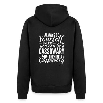 Retro Kasuar Vogel Vintage Kasuare - Unisex Premium Bio Zip Hoodie - Schwarz - Hinten - Nico (187cm)