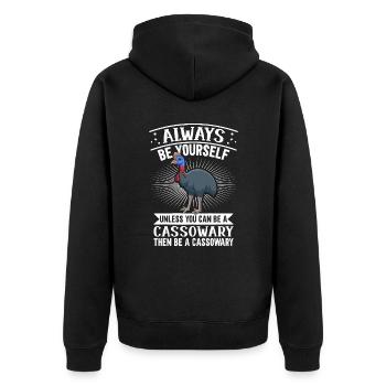 Retro Kasuar Vogel Vintage Kasuare - Unisex Premium Bio Zip Hoodie - Schwarz - Hinten - Nico (187cm)
