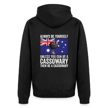 Retro Kasuar Vogel Vintage Kasuare - Unisex Premium Bio Zip Hoodie - Schwarz - Hinten - Nico (187cm)