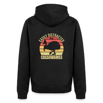 Retro Kasuar Vogel Vintage Kasuare - Unisex Premium Bio Zip Hoodie - Schwarz - Hinten - Nico (187cm)
