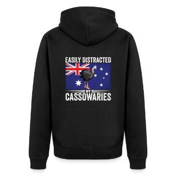Retro Kasuar Vogel Vintage Kasuare - Unisex Premium Bio Zip Hoodie - Schwarz - Hinten - Nico (187cm)
