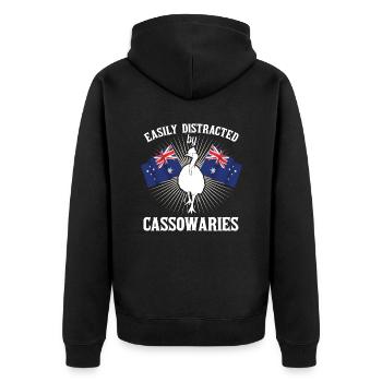 Retro Kasuar Vogel Vintage Kasuare - Unisex Premium Bio Zip Hoodie - Schwarz - Hinten - Nico (187cm)