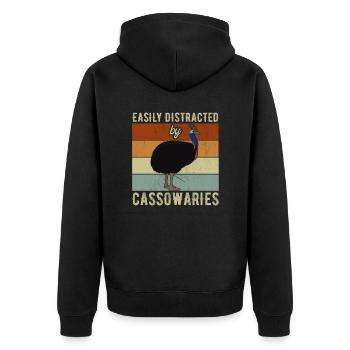 Retro Kasuar Vogel Vintage Kasuare - Unisex Premium Bio Zip Hoodie - Schwarz - Hinten - Nico (187cm)