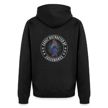 Retro Kasuar Vogel Vintage Kasuare - Unisex Premium Bio Zip Hoodie - Schwarz - Hinten - Nico (187cm)