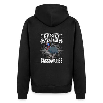 Retro Kasuar Vogel Vintage Kasuare - Unisex Premium Bio Zip Hoodie - Schwarz - Hinten - Nico (187cm)