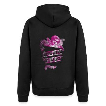 Antifaschistischer Engel - Unisex Premium Bio Zip Hoodie - Schwarz - Hinten - Nico (187cm)