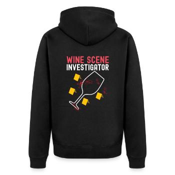 Wine Scene Investigator True Crime Wine Drinker - Unisex Premium Organic Zip Hoodie - black - Back - Nico (187cm)