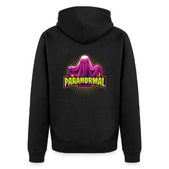 Geisterjagd Paranormal Investigator - Unisex Premium Bio Zip Hoodie - Schwarz - Hinten - Nico (187cm)