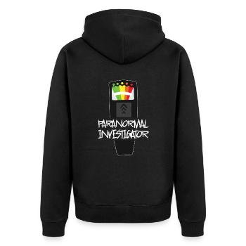 Geisterjagd Paranormal Investigator - Unisex Premium Bio Zip Hoodie - Schwarz - Hinten - Nico (187cm)