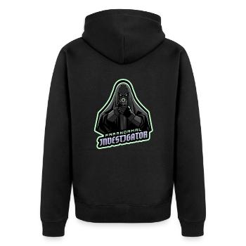 Geisterjagd Paranormal Investigator - Unisex Premium Bio Zip Hoodie - Schwarz - Hinten - Nico (187cm)