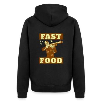 Waterfowl Duck Hunting Hunter Fast Food - Unisex Premium Organic Zip Hoodie - black - Back - Nico (187cm)