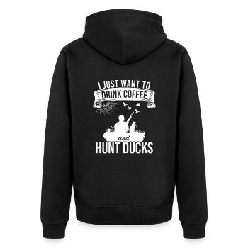 Saison de chasse au canard Chasse aux oiseaux chasseurs - Veste à capuche bio Premium Unisexe - noir - Dos - Nico (187cm)
