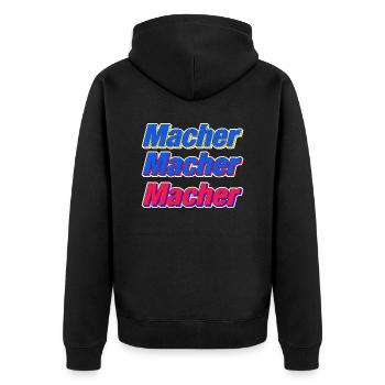Macher 2 - Unisex Premium Bio Zip Hoodie - Schwarz - Hinten - Nico (187cm)