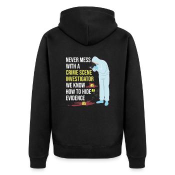 Forensic Technician Crime Scene Investigator Forensic Sentence - Unisex Premium Organic Zip Hoodie - black - Back - Nico (187cm)