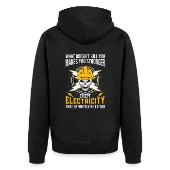 High Voltage Electrician Power Grid - Unisex Premium Organic Zip Hoodie - black - Back - Nico (187cm)