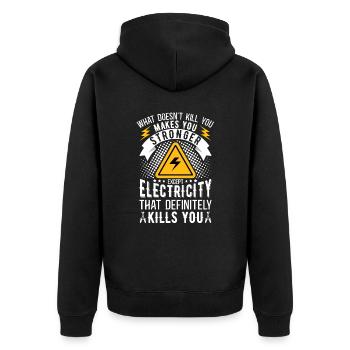 High Voltage Electrician Power Grid - Unisex Premium Organic Zip Hoodie - black - Back - Nico (187cm)