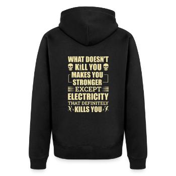 High Voltage Electrician Power Grid - Unisex Premium Organic Zip Hoodie - black - Back - Nico (187cm)